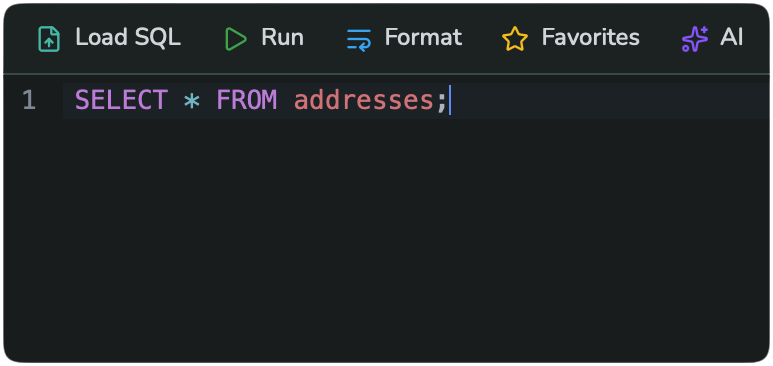 SQL on a single line before formatting